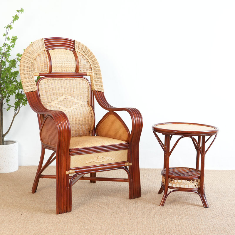 高靠背高档单人办公藤椅领导老板太师椅弹簧透气腾椅子真藤大班椅