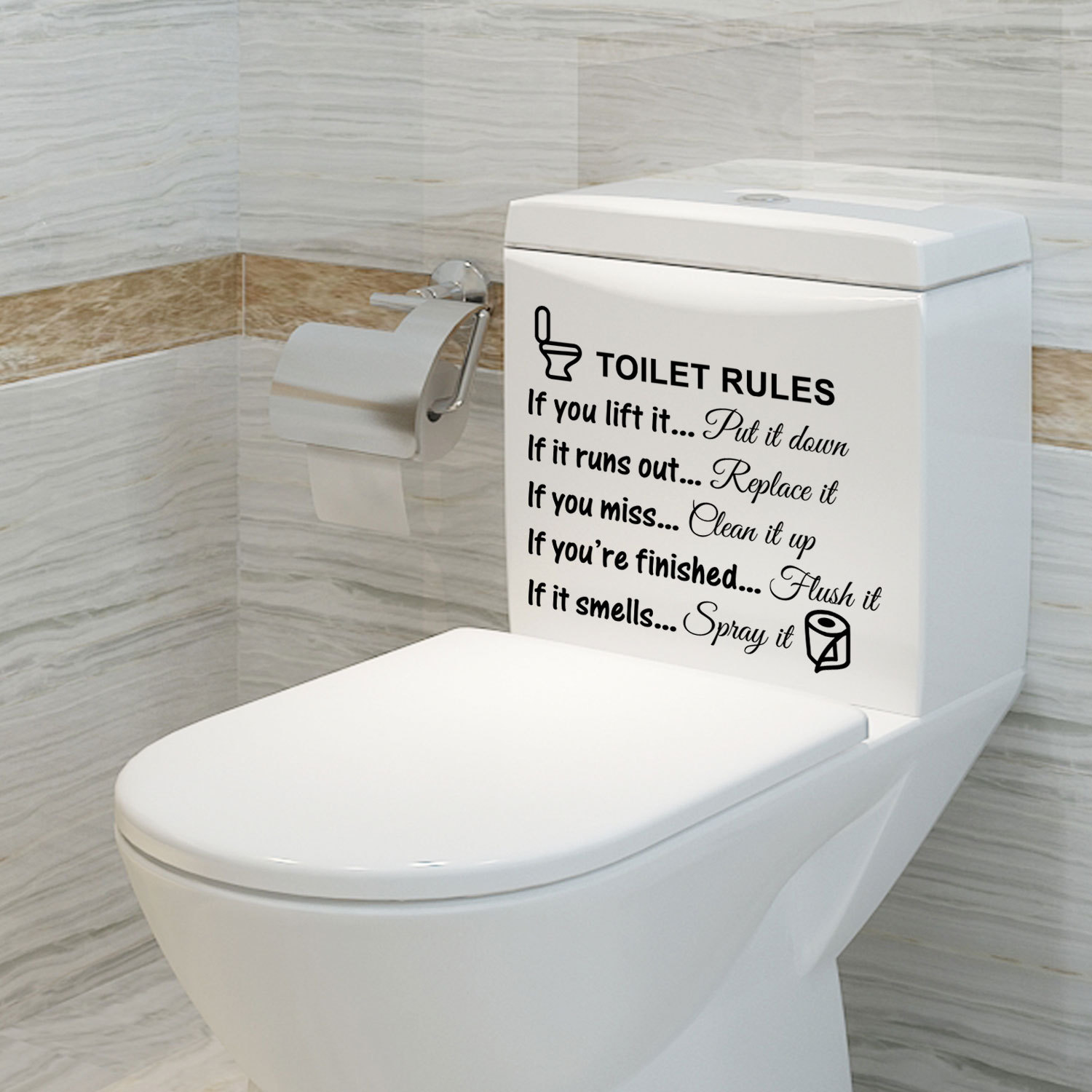 Toilet rules厕所卷纸造型马桶贴纸卫生间浴室可移除家居装饰墙贴