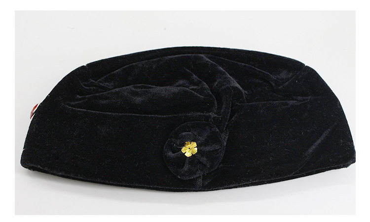 厂家批发寿帽金丝绒太婆帽老人送老衣女全套配件绒布女帽殡葬用品