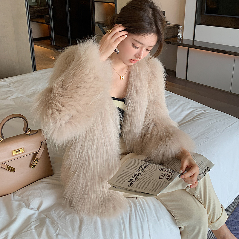 貉子毛双面编织皮草中长减龄狐狸毛毛外套大衣2023新款海宁皮草女