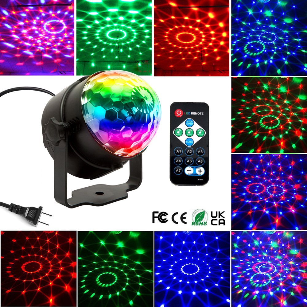 Remote Control Led Small Magic Ball Voice Control Mini Crystal Magic Ball RGB Colorful Light Disco Stage KTV Bar Lamp