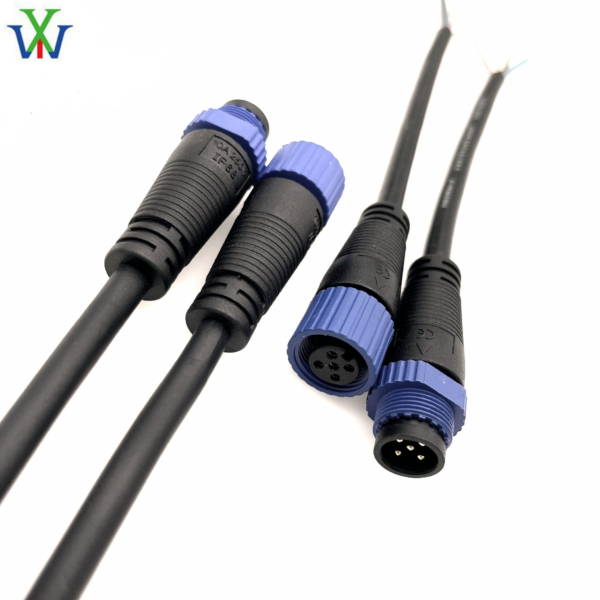 m16防水连接线5p尼龙公母插头 户外路灯线快接头ip67防水线