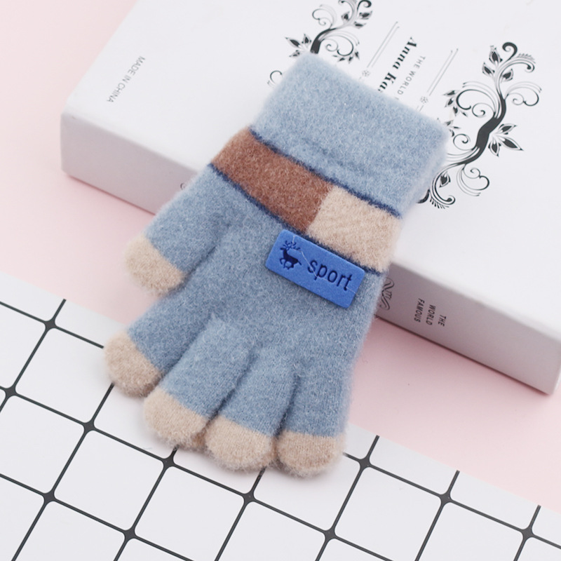 Children's Gloves New Autumn and Winter Fleece Lined Padded Warm Keeping Baby Cute Men's and Women's Wool Knitted Magic Finger Gloves