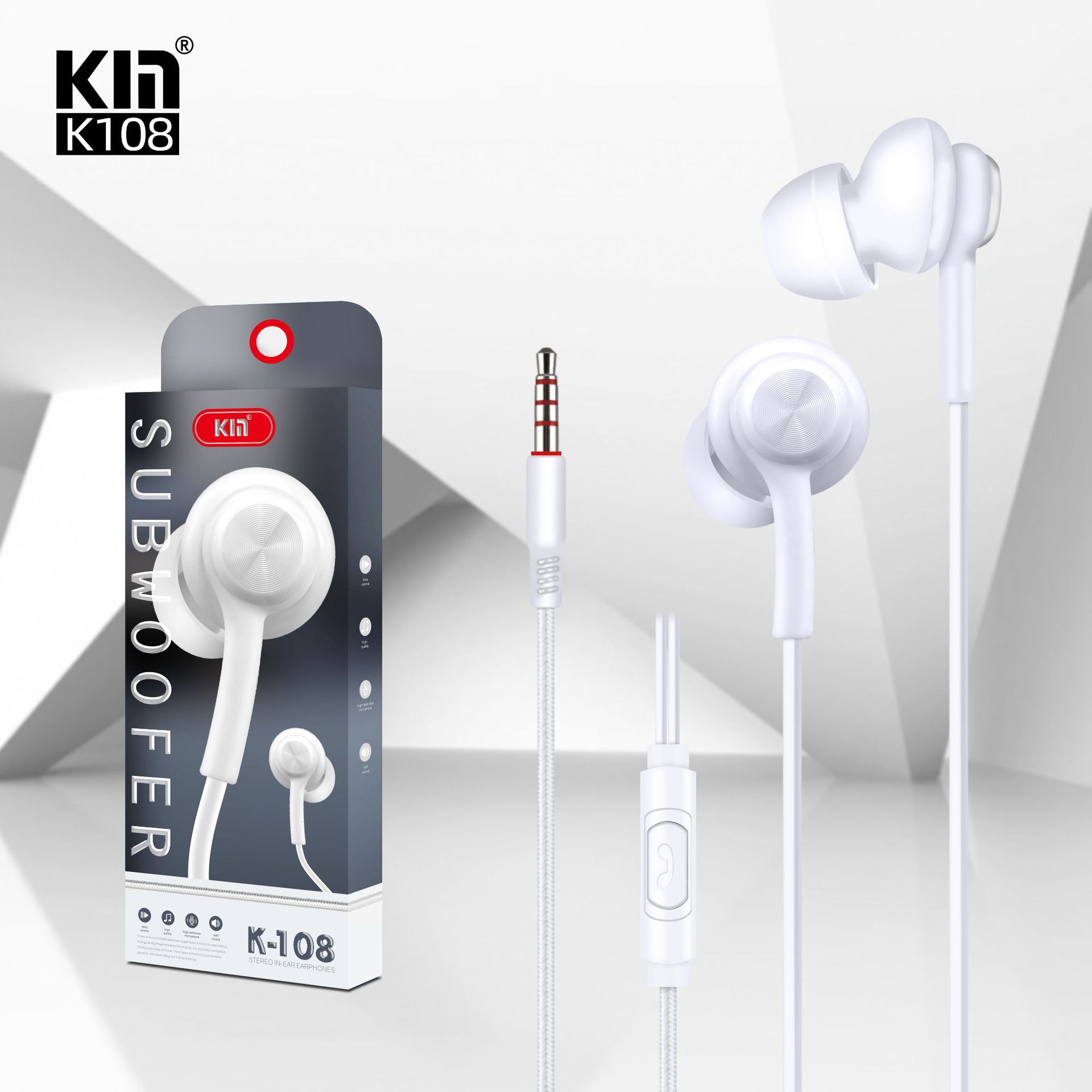 Km-K108 in-Ear Earphone Karaoke Earplugs Boys and Girls Computer Cellphone Wired Call Wired Earphone