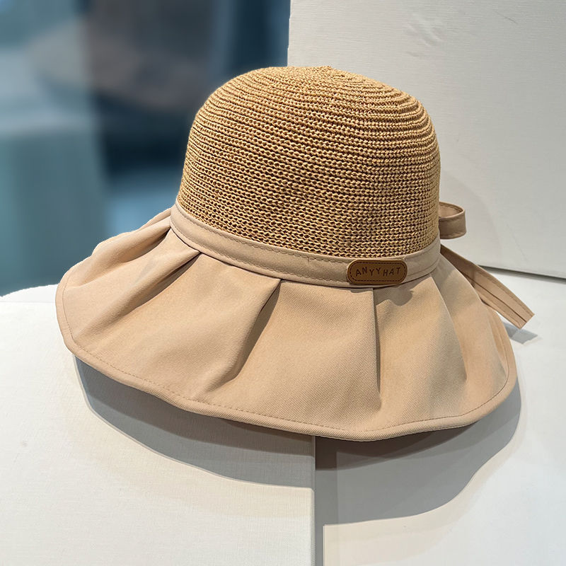 Big Brim Face-Covering Fisherman Hat Women's Summer Sun Hat Korean Style All-Matching Travel Sun Protection Straw Woven Sun Hat Thin