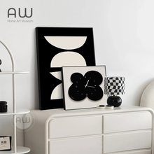 现代简约黑白抽象餐厅装饰画时钟极简感卧室床头摆画客厅挂画