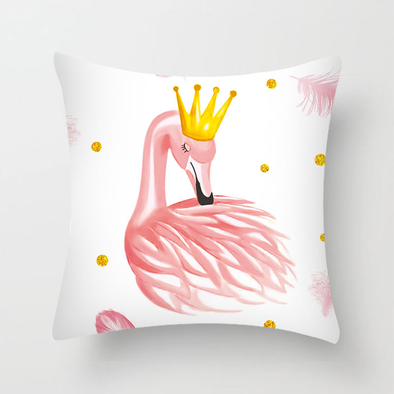 Fresh Flamingo Pillow Cushion Ins Style Living Room Sofa Chair Waist Pillow Short Plush Back Cushion