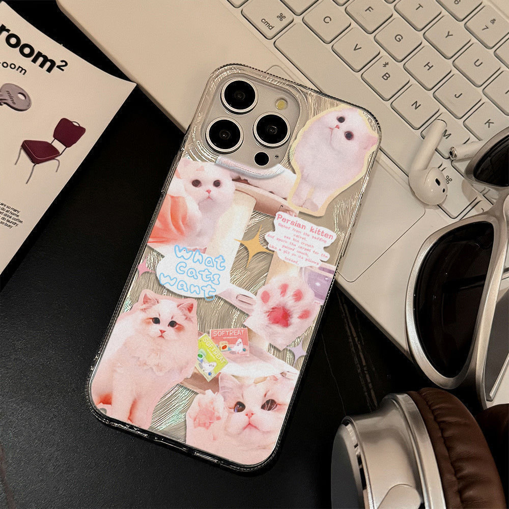 IMD羽纱适用iPhone16promax甜美猫咪手机壳苹果14工厂12/13代发