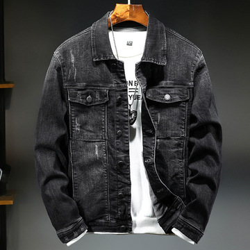 春季新款牛仔外套男水洗日系潮男装修身夹克衫时尚个性牛仔衣5196