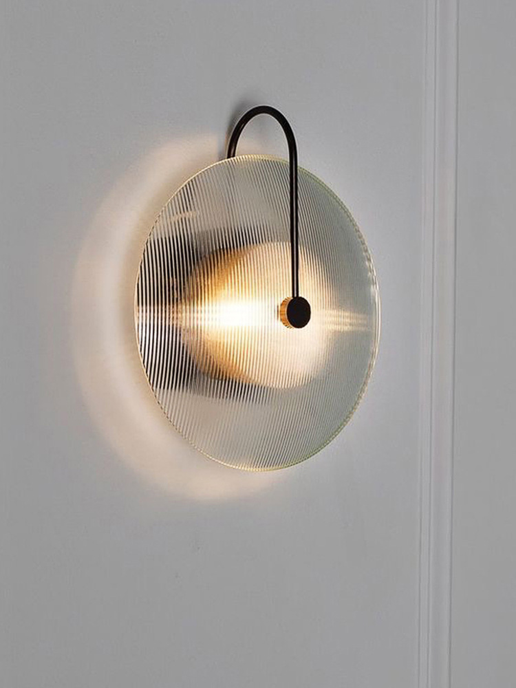 后现代创意玻璃客厅壁灯轻奢艺术床头卧室沙发旁样板房圆形壁灯