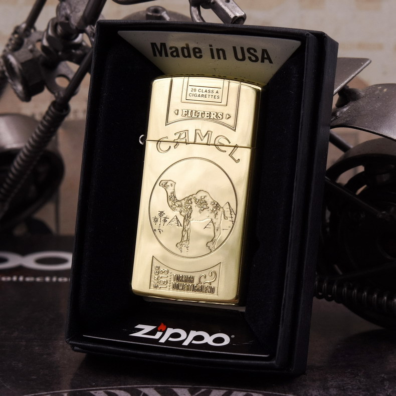 zippo 纯铜纤巧窄机 骆驼烟盒