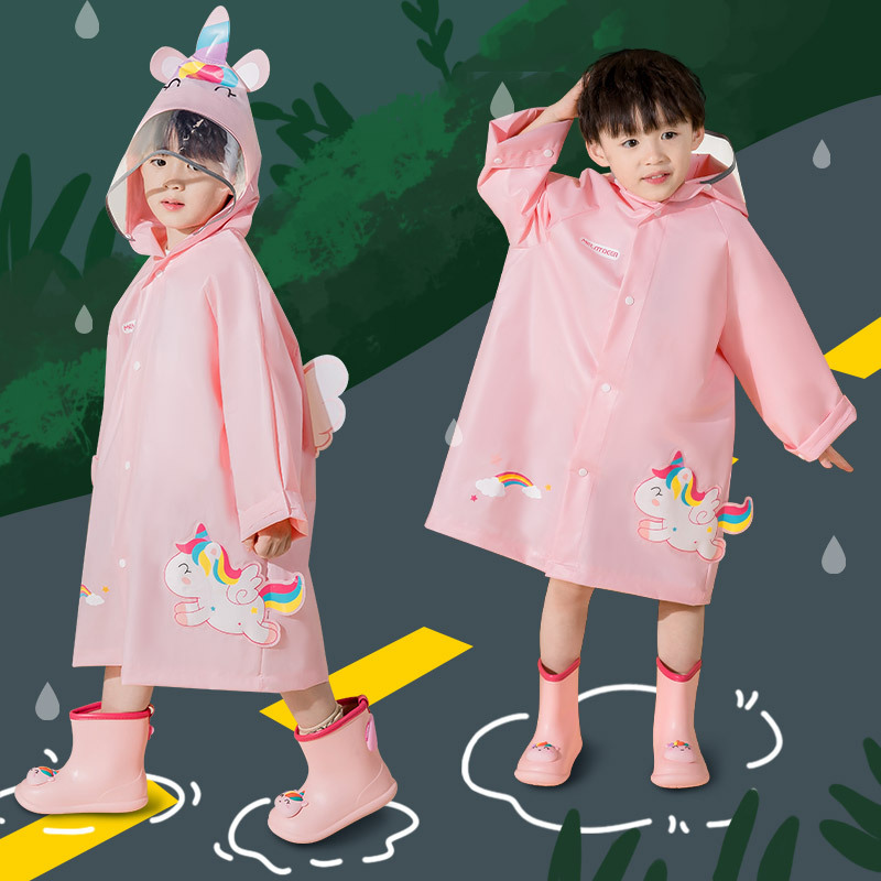 Xiaolumili Baby Cartoon Unicorn Children Raincoat Girls Bunny Kindergarten Cute Poncho Rain Gear Wholesale