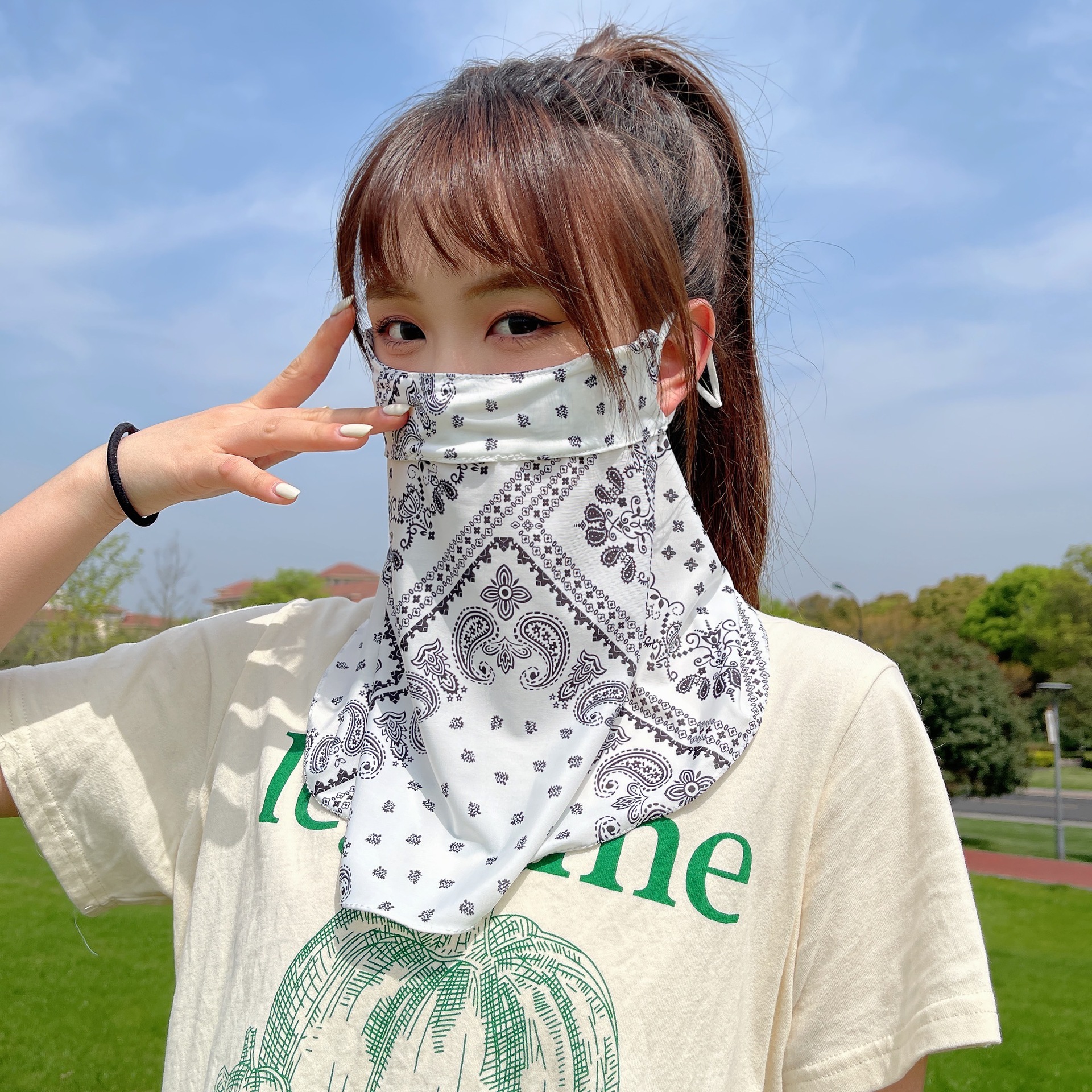 脸基尼防晒面罩全脸防紫外线女脸罩薄款冰丝护脖子开车遮阳面纱
