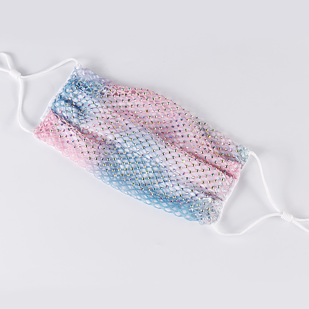 跨境新款时尚防晒面罩水钻网布口罩新款网钻装饰带钻口罩厂家直销