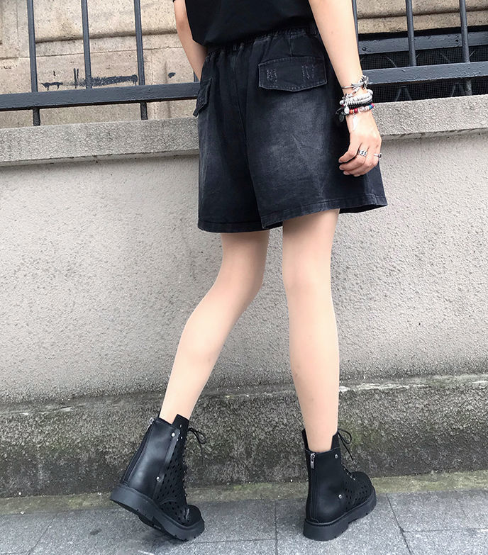 欧货2021夏季新款高腰显瘦休闲牛仔短裤韩版大码宽松薄款阔腿裤女