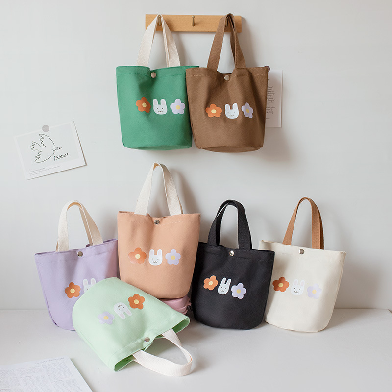 Handbag Women's Canvas Bag Korean New Fashion Student Lunch Bag Lunch Box Lunch Box Bag Bucket Hand Bag