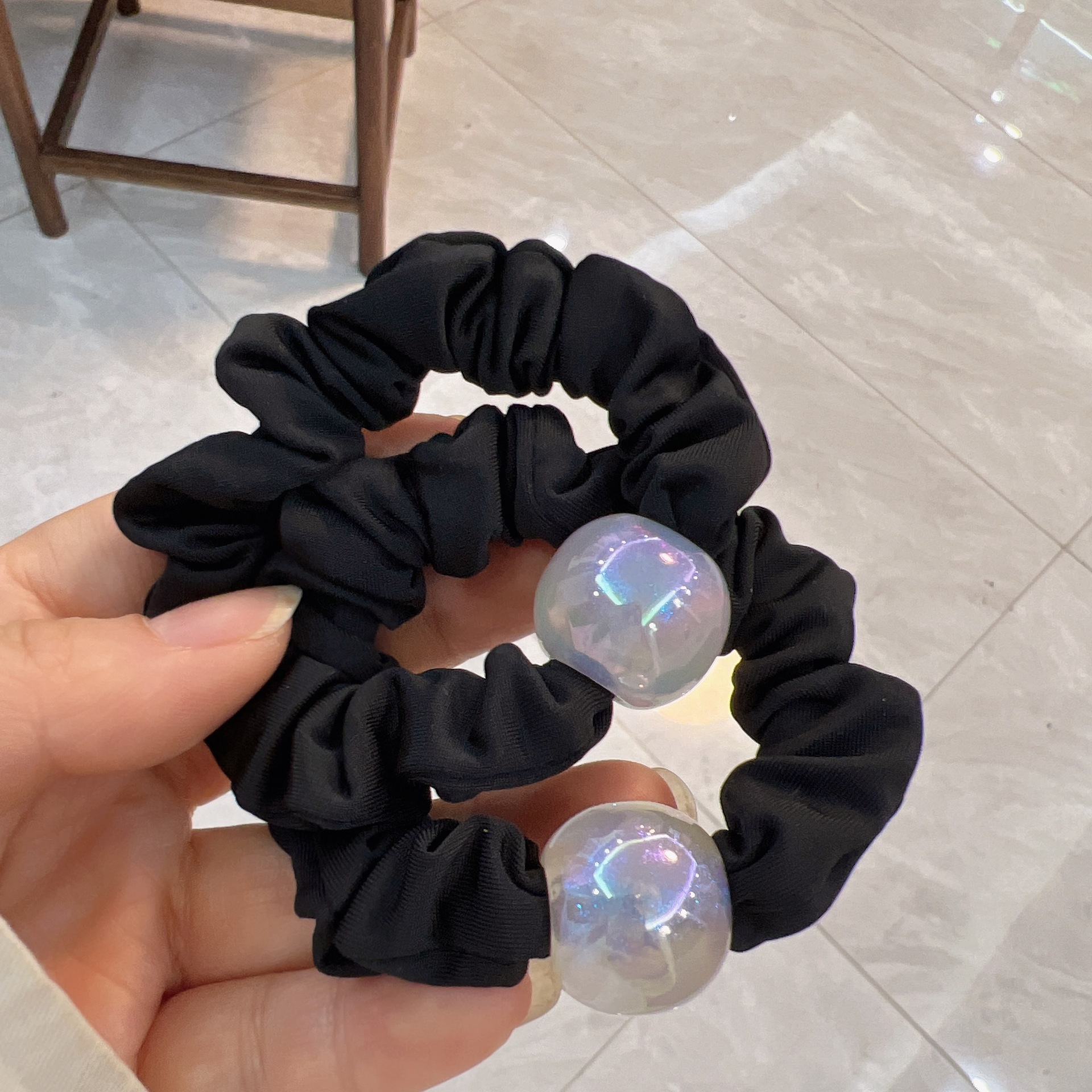 人鱼姬幻彩珍珠大肠发圈气质高弹力橡皮筋女士高级感发绳头绳头饰