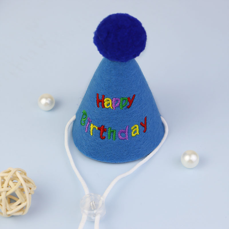 Cross-Border Cute Plush Letter Embroidery Pet Dog Birthday Hat Elastic String Adjustable Cat Holiday Hat Party