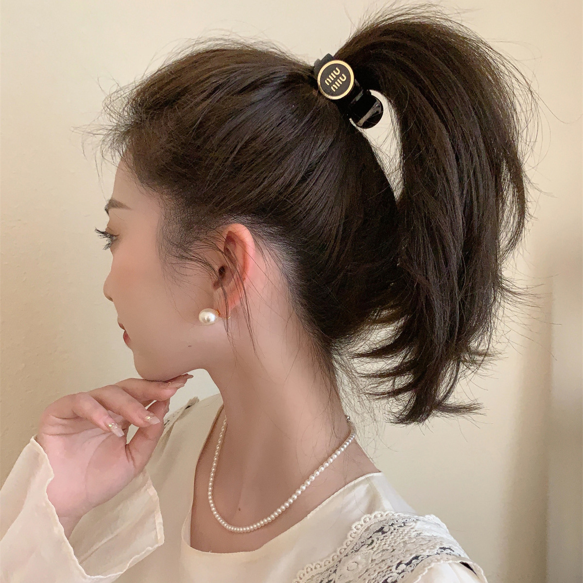 气质字母发饰优雅丸子头抓夹高马尾发夹头夹高级感发夹头饰头夹