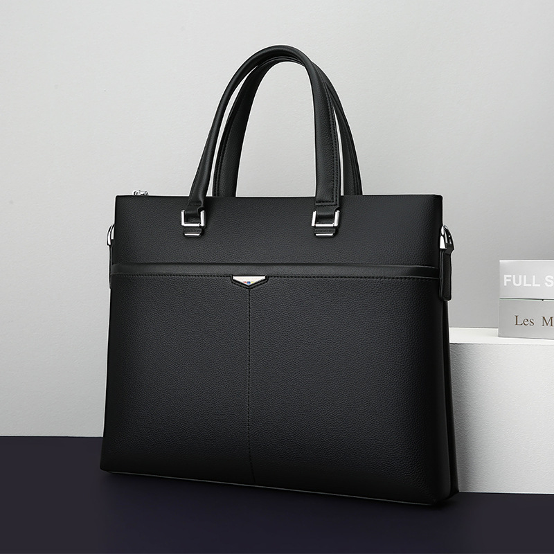 镭德保罗男士手提包男包横款商务公文包皮包文件办公包单肩斜挎包