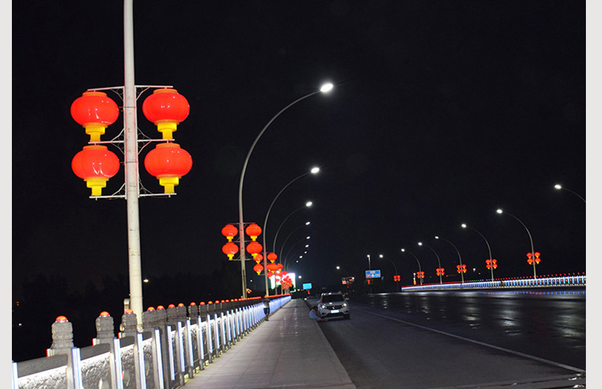 城市亮化亚克力灯笼户外防水城市街道工程亮化大红吹塑灯杆灯笼