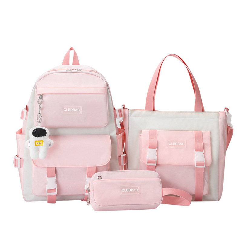 New Four-Piece Schoolbag for Primary School Students 3-6 Grade Early High School Student Backpack Large Capacity Backpack Female Korean Style