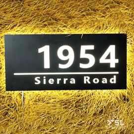 外贸工厂背光门牌号LED不锈钢门牌号LOGO标志黑钢水晶底发光字