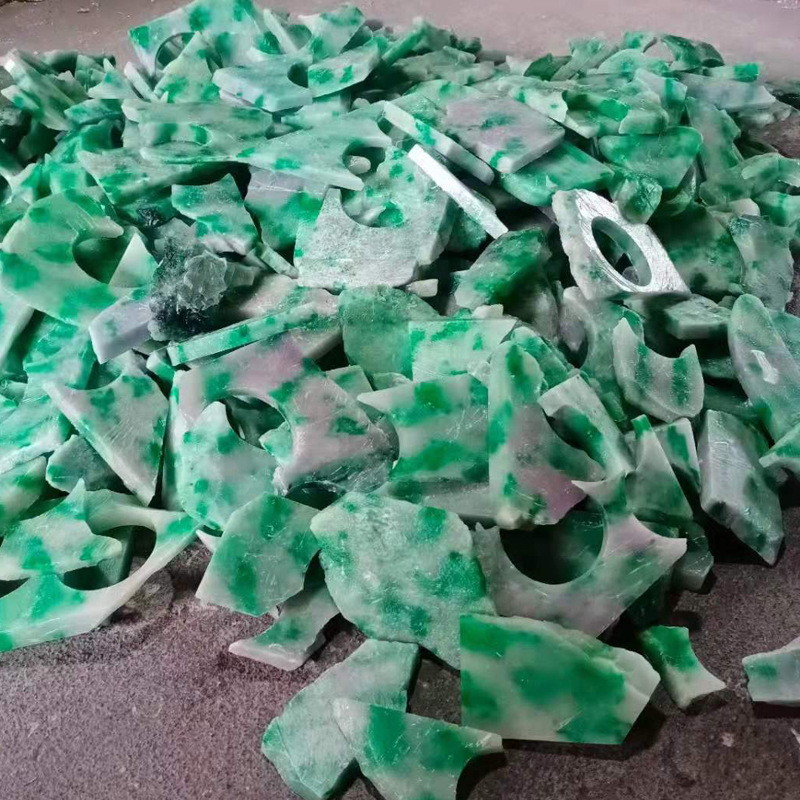 缅甸玉翡翠b货原石边角料冰糯种阳绿飘花毛料 翡翠明料片料边角料