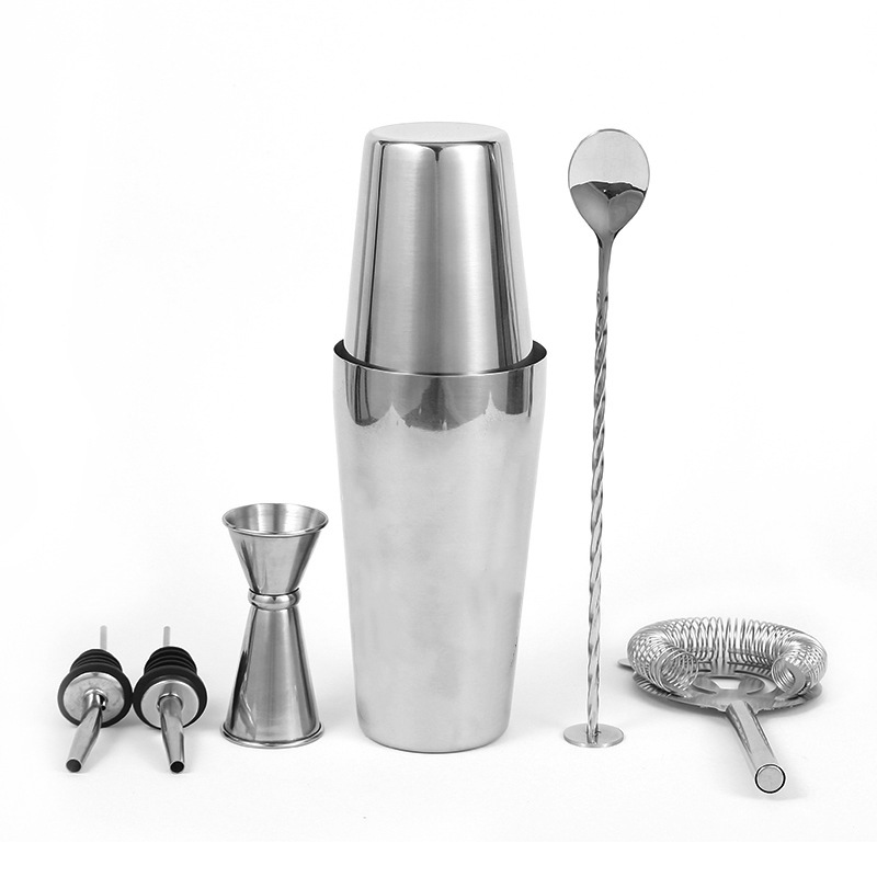 Shaker Set Stainless Steel Boston Shaker Set 6-Piece Cocktail Set Bartending Tool Wholesale