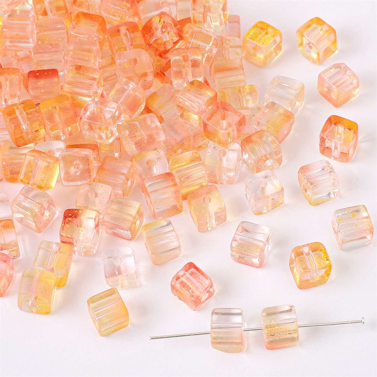 7mm Super Excellent Glass Magic Color Gradient Square Sugar Beads Bead Handmade Diy String Beads Materials Making Bracelet Jewelry Accessories