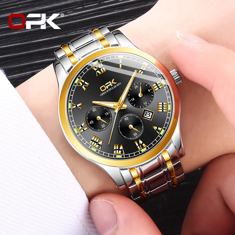 Opk Brand Watch Factory Wholesale One Piece Dropshipping Cross-Border Hot Selling Luminous Quartz Watch Men's Watch Men's Watch