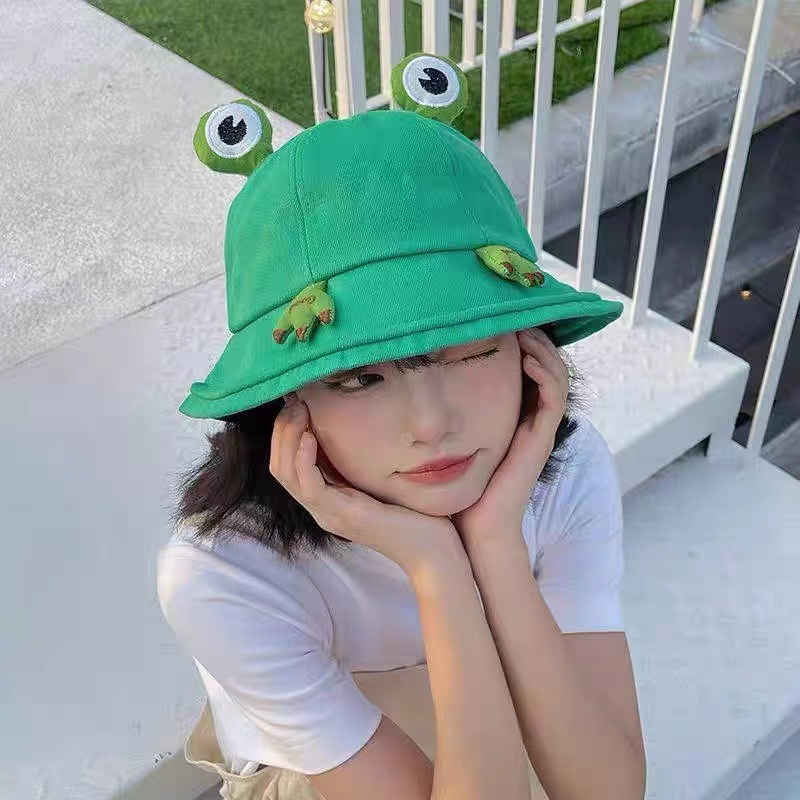 Spring and Summer Korean Fisherman Hat Student Anti-Sunburn Sun Hat Basin Hat Tide New Cute Cartoon Frog Hat Female