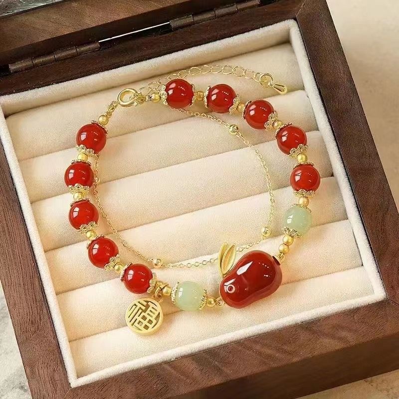 New Chinese Style Jade Hare Bracelet Women's INS Special-Interest Design Good-looking Students Bracelet Girlfriends Antique Birthday Gift