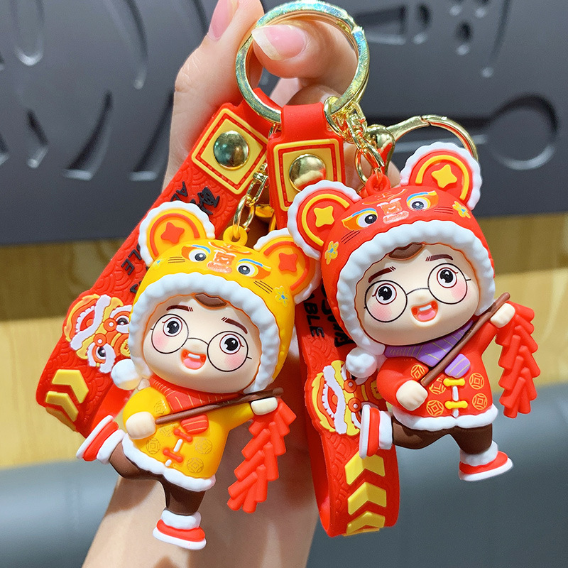 national fashion tiger head baby doll keychain cute cartoon couple cars and bags ornaments small new year gift wholesale