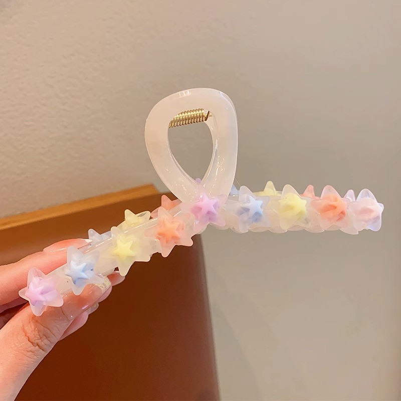 Dopamine Acrylic Frosted Banana Clip Word Clip Korean Transparent Colored Loving Heart Simple Graceful Ponytail Grip