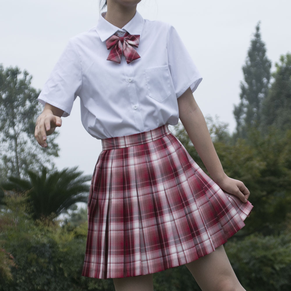 日系格子半身裙jk制服格裙学院风甜美少女百褶裙草莓可爱多学生秋-阿