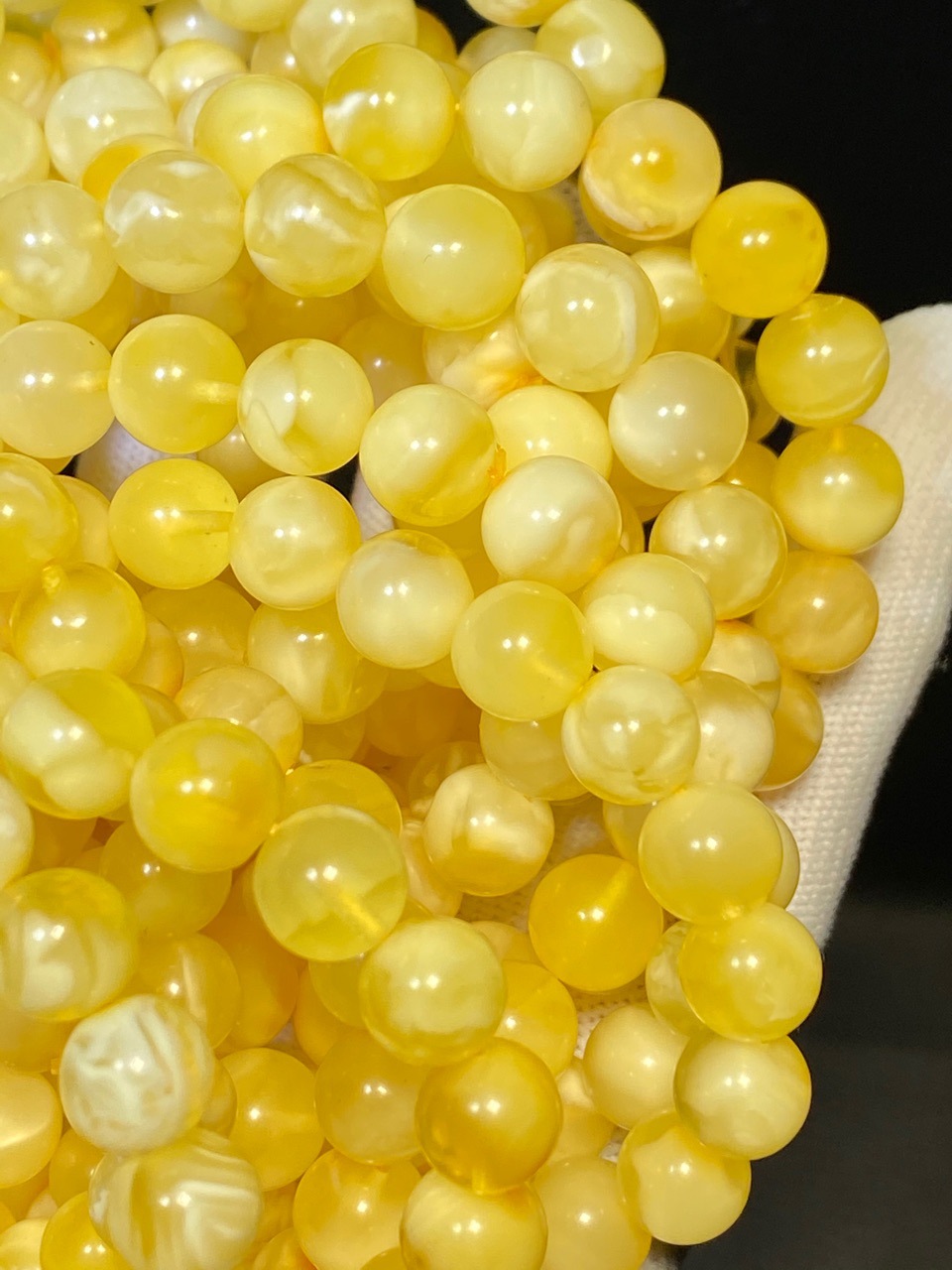 纯天然蜜蜡 金妖白 手串 蜡质浓郁 纹理清晰妖娆 尺寸8-10