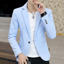 男士休闲西装2023年春季新款男装青年韩版修身纯色单排扣单西外套