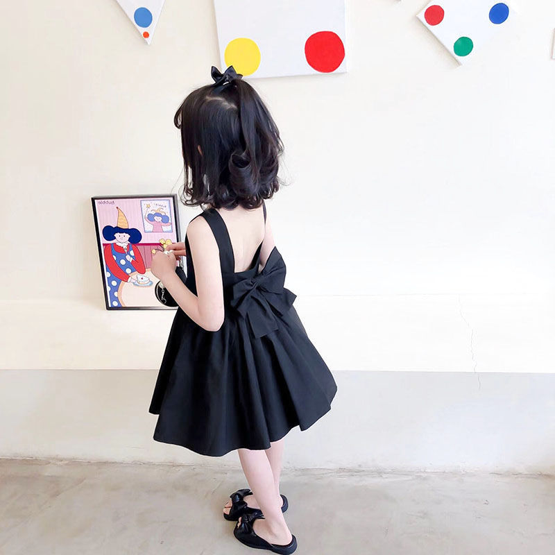 夏装女童露背连衣裙2023儿童宝宝洋气公主裙女孩吊带大摆生日裙子