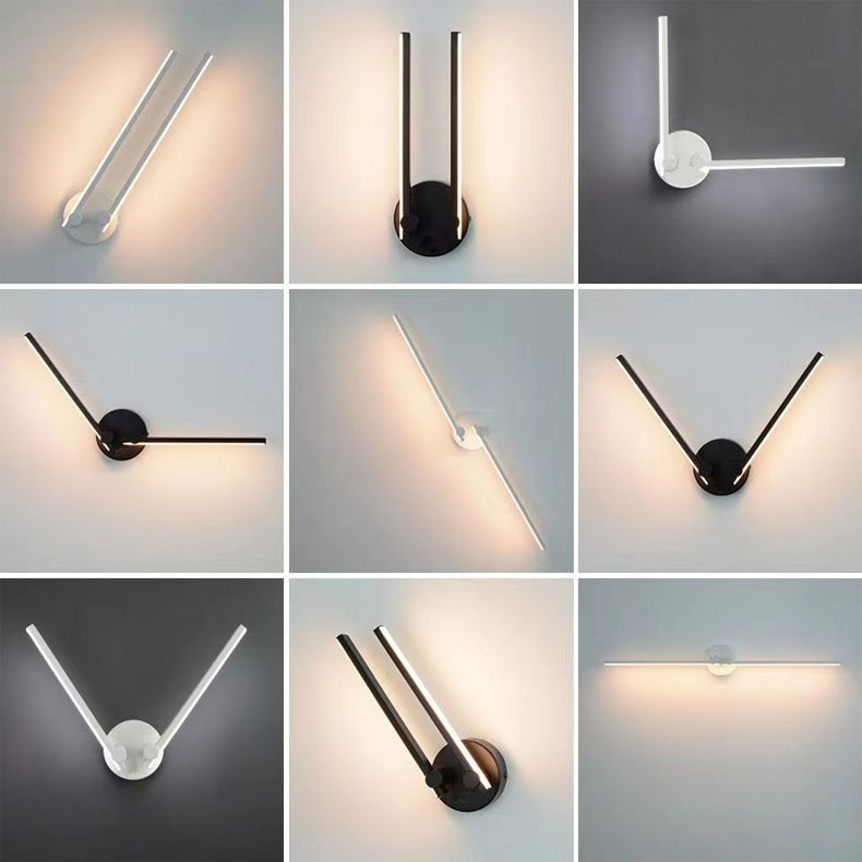 Led Modern Minimalist Wall Lamp Golden Personality Black and White Nordic Creative Living Room Wall Light Bulb Bedroom Bedside Lamps