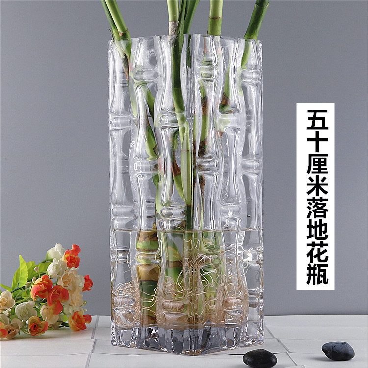 特大号方形花瓶玻璃透明高50cm插花大号客厅摆件水培