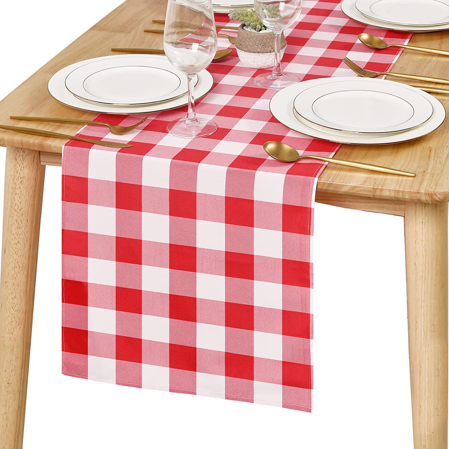 Amazon Table Mat Red Black and White Plaid Table Runner Christmas Tablecloth Home Cotton Linen Table Mat Nordic Placemat