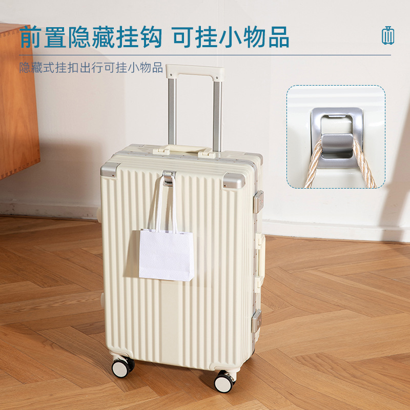 New Luggage Aluminum Frame Trolley Case USB Charging Suitcase Cup Holder Password Suitcase Multi-Functional Men and Women Same Style
