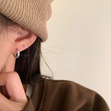 冷淡风银色圈圈耳扣女ins潮简约个性设计感耳环气质百搭通勤耳饰