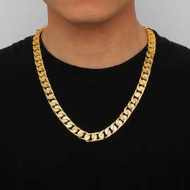 欧美跨境个性hip-hop嘻哈太极纹大粗链条项链 简约夸张男士项饰品