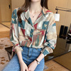 Real shot 2022 spring clothes new pattern printing Chiffon shirt Retro Sense of design A small minority jacket Long sleeve shirt Real shot 2022 spring clothes new pattern printing Chiffon shirt Retro Sense of design A small minority jacket Long sleeve shirt
