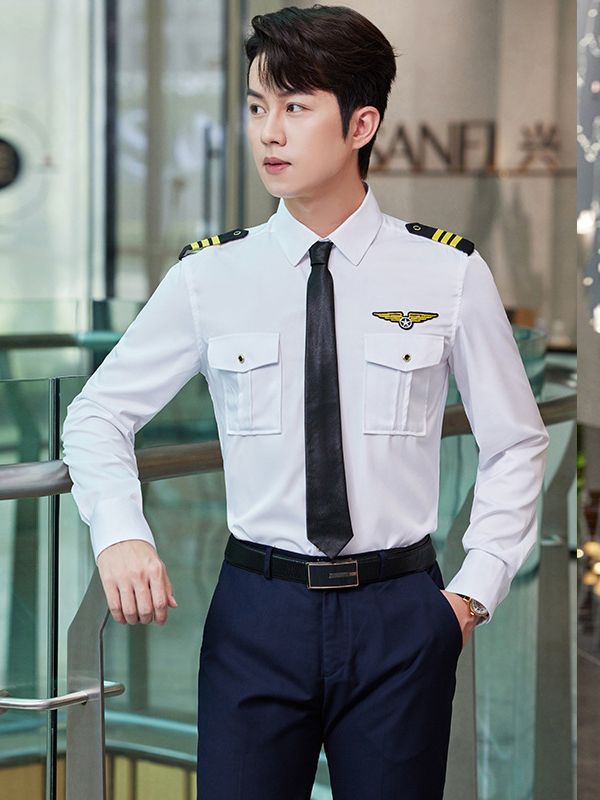 男女同款职业装白衬衫气质工作服地勤前台空少衬衣航空学院制服