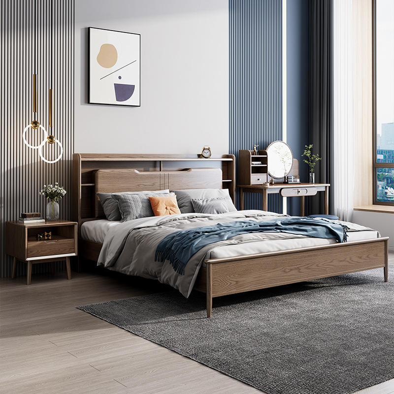 8米白蜡木北欧床现代简约1.5米主卧双人床储物家具