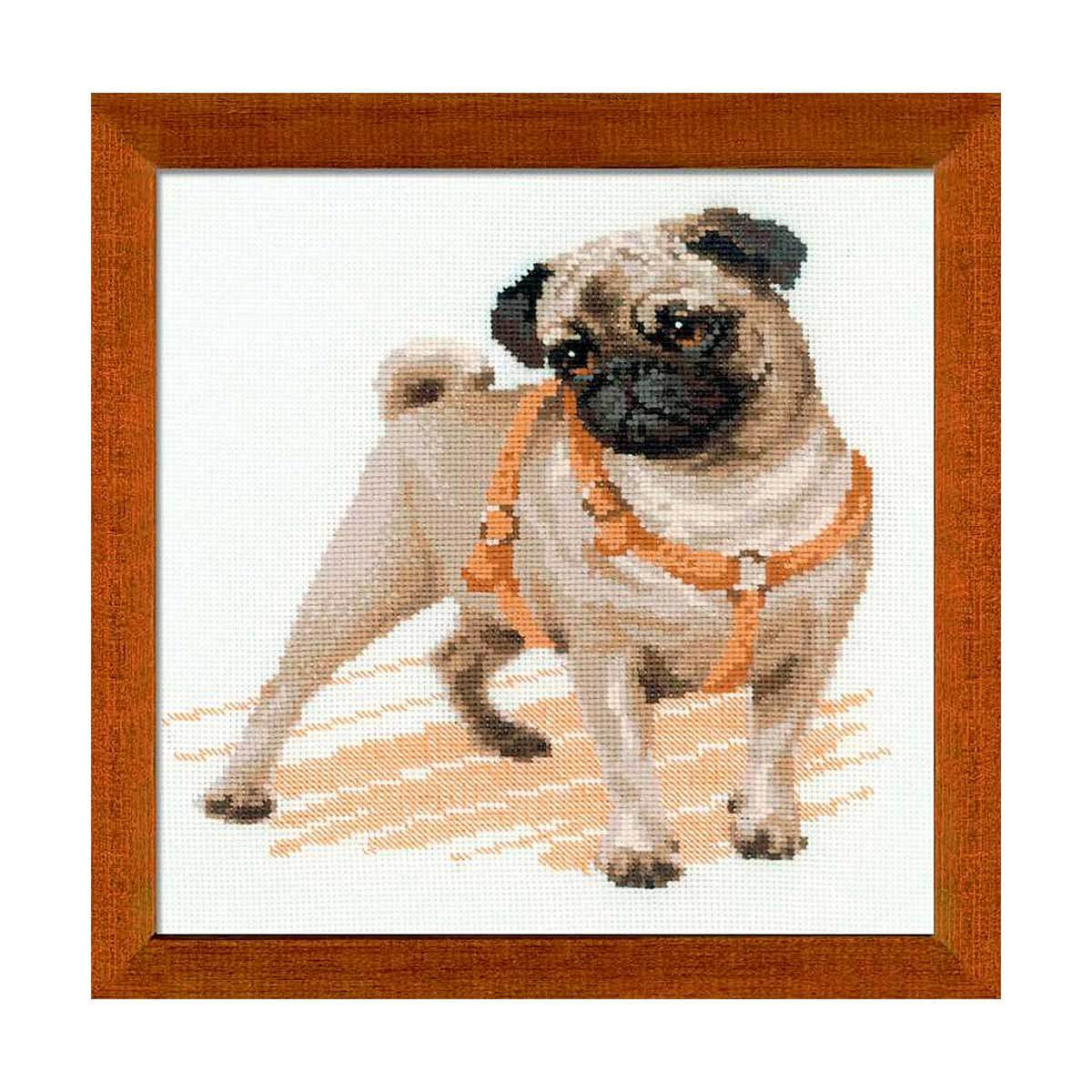 八哥犬小狗动物印花十字绣