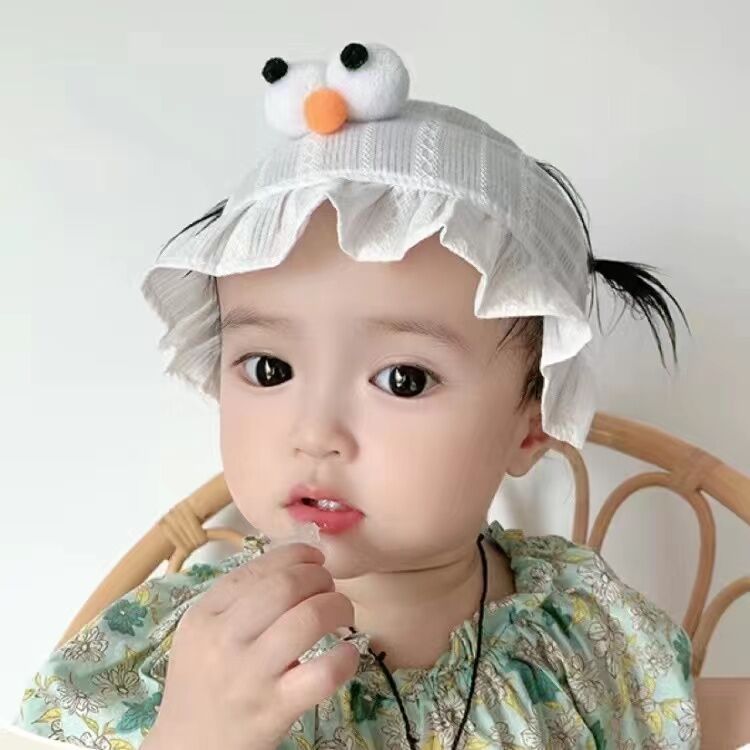新款婴儿帽子夏季薄款男女宝护囟门卤门新生儿胎帽大眼睛空顶帽棉